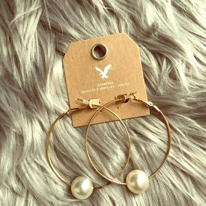 New, gold hooped earrings with pearls!